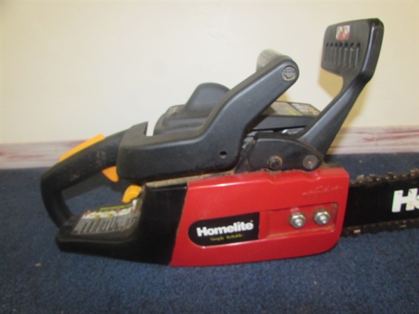 VERY NICE HOMELITE 16 CHAINSAW WITH CHAIN SHARPENER