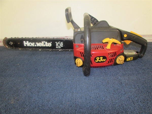 VERY NICE HOMELITE 16 CHAINSAW WITH CHAIN SHARPENER