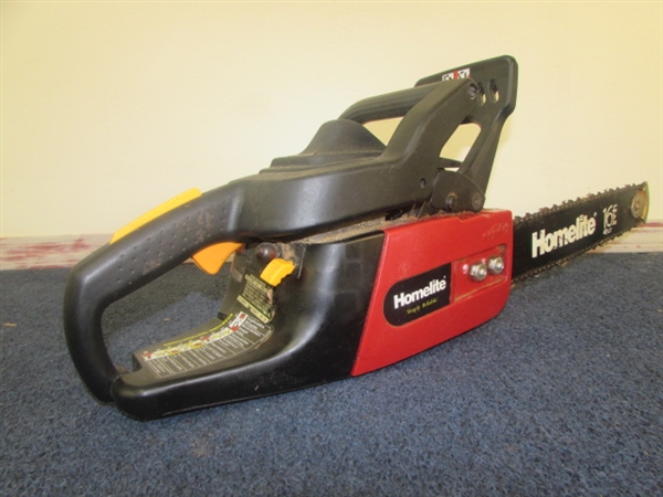 VERY NICE HOMELITE 16 CHAINSAW WITH CHAIN SHARPENER