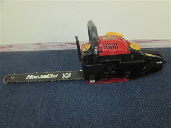 VERY NICE HOMELITE 16 CHAINSAW WITH CHAIN SHARPENER