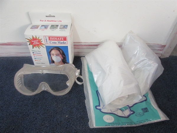 TONS OF PAINTING SUPPLIES - AIRBRUSH, MASKS, PAINT SRIPPER, BRUSHES, ROLLERS, DROP CLOTHS & MORE