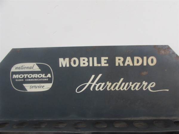 VINTAGE COLLECTIBLE MOTOROLA HARDWARE RACK WITH HARDWARE