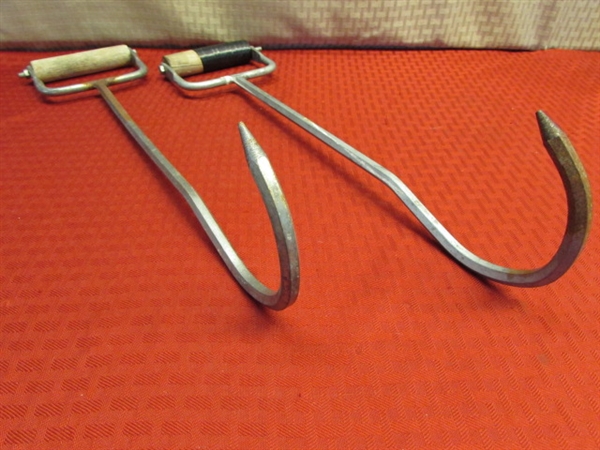 WOOD HANDLED HAY HOOKS