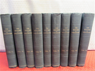 ANTIQUE NINE BOOK SET "THE HISTORY OF OUR COUNTRY" ILLUSTRATED, PUBLISHED IN 1918