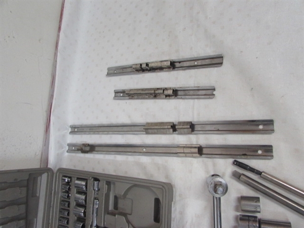 LOADS OF SOCKETS WITH END WRENCHES, TORK WRENCH & MORE 