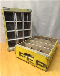 TWO HEAVY DUTY VINTAGE WOODEN PEPSI CRATES