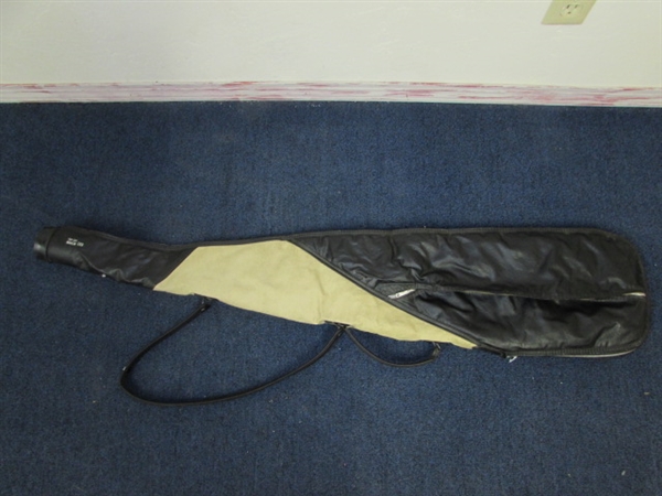 THREE ALL LEATHER GUN SCABBARDS WITH FELT LINERS. GREAT FOR HUNTERS OR SPORT SHOOTERS