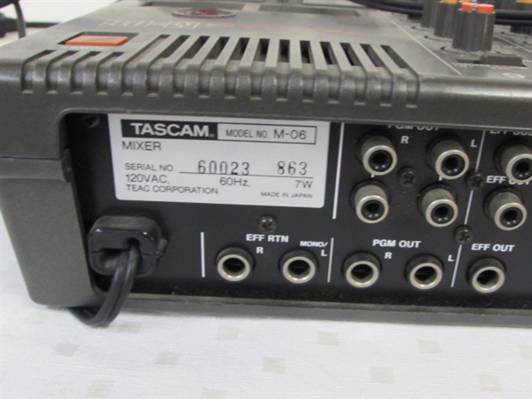 TASCAM M-06 MIXER BOARD PLUS MIC, MIC-STAND & CORD