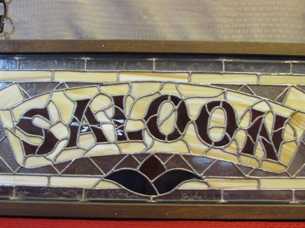 AWESOME LARGE STAINED GLASS SALOON SIGN