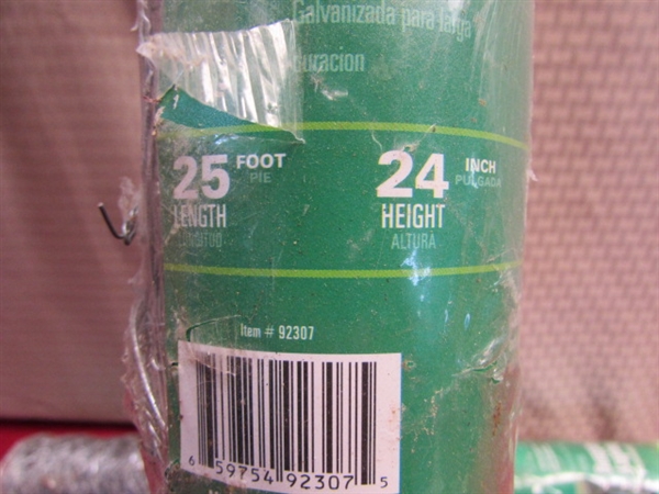 TWO UNOPENED ROLLS OF GALVANIZED POULTRY NETTING AKA CHICKEN WIRE 