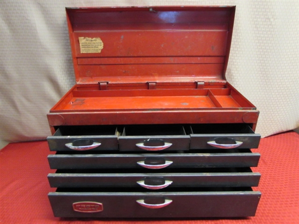 RED PROTO TOOL BOX ALL METAL CONSTRUCTION