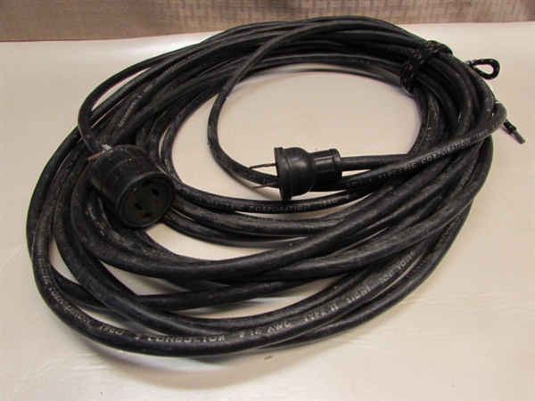 Lot Detail - DROP LIGHT & 3 EXTENSION CORDS