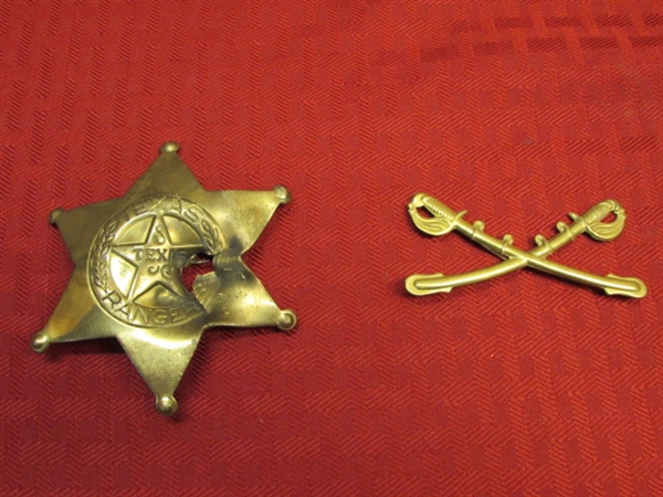 LIFE SAVER TEXAS RANGER BADGE & CIVIL WAR CROSSED SWORDS BADGE