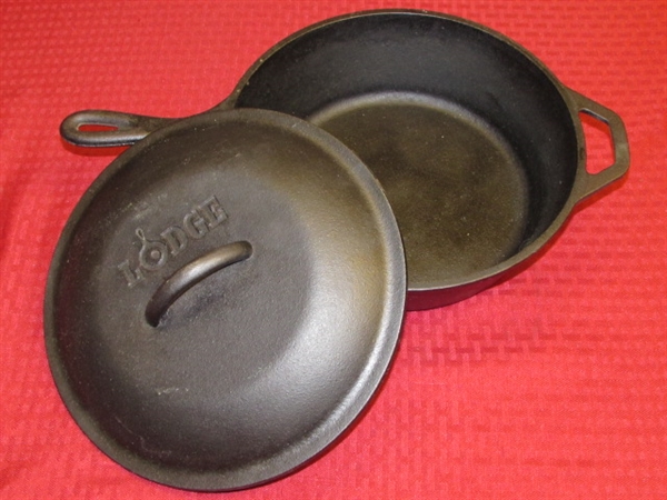 VERY NICE LODGE CAST IRON CHICKEN FRYER WITH LID 