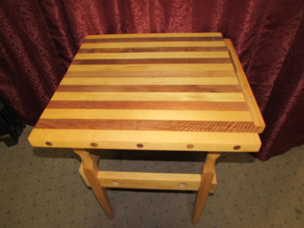 CUSTOM MADE BUTCHER BLOCK TABLE WITH LAMINATED WOOD