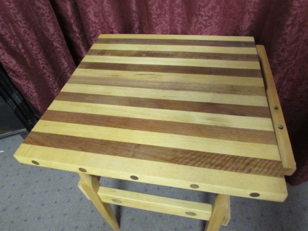 CUSTOM MADE BUTCHER BLOCK TABLE WITH LAMINATED WOOD