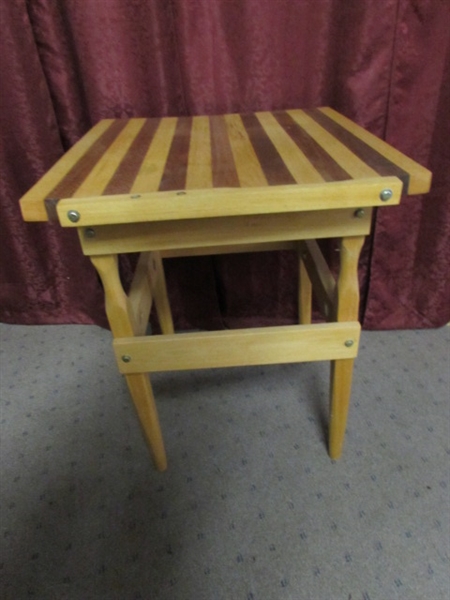 CUSTOM MADE BUTCHER BLOCK TABLE WITH LAMINATED WOOD