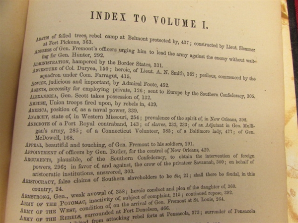 BEAUTIFUL ANTIQUE EMBOSSED LEATHER BOUND BOOK HISTORY OF THE CIVIL WAR IN AMERICA 1863 ! ! !