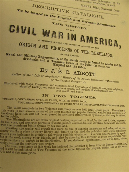 BEAUTIFUL ANTIQUE EMBOSSED LEATHER BOUND BOOK HISTORY OF THE CIVIL WAR IN AMERICA 1863 ! ! !