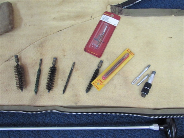 TRI-PAK DURALUMIN SHOTGUN ROD CLEANERS & BRUSHES WITH VINTAGE GUN CASE