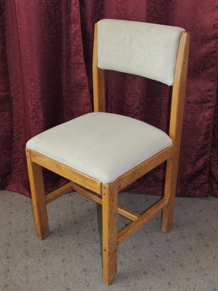 STURDY OAK SIDE CHAIR WITH PLUSH UPHOLSTERED SEAT & BACK REST #2