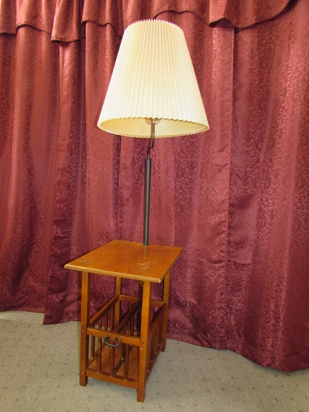 3 IN 1 SIDE TABLE, MAGAZINE RACK & LAMP - SWEET!