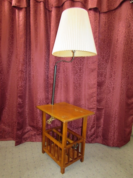 3 IN 1 SIDE TABLE, MAGAZINE RACK & LAMP - SWEET!