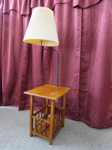 3 IN 1 SIDE TABLE, MAGAZINE RACK & LAMP - SWEET!