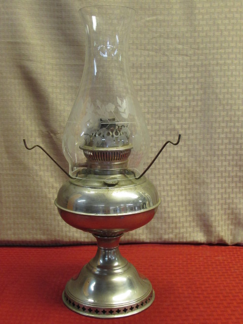 Hurricane Lamp, Antiqued Nickel