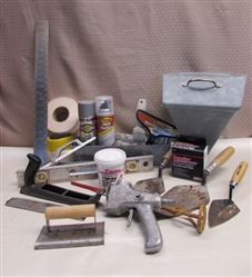 DRYWALL TOOLS FOR THE DIY-ER OR PROFESSIONAL CONTRACTOR-GOLDBLATT PATTERN PISTOL & HOPPER, STANLEY TOOLS & MORE