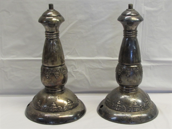 TWO GORGEOUS SILVER ANTIQUE LAMP STANDS 