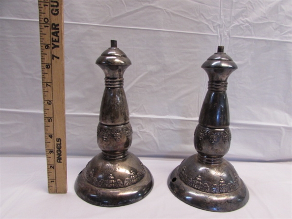 TWO GORGEOUS SILVER ANTIQUE LAMP STANDS 