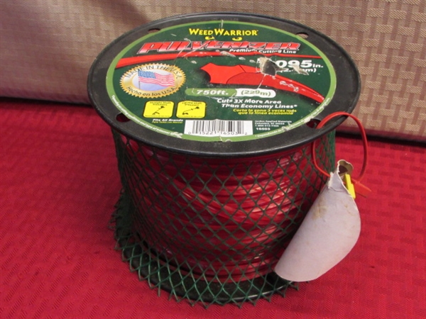 WEED EATER SUPPLIES-750 FT. WEED WARRIOR PULVERIZER LINE, ROUND & PREMIUM COPOLYMER LINE & BRUSH BLADE