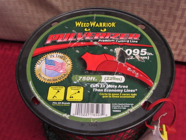 WEED EATER SUPPLIES-750 FT. WEED WARRIOR PULVERIZER LINE, ROUND & PREMIUM COPOLYMER LINE & BRUSH BLADE