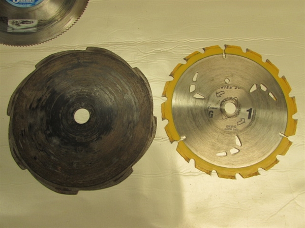 7-1/4 CIRCULAR SAW BLADES- DIAMOND, METAL, MASONRY, ROUGH & FINISH, SOME NEW!