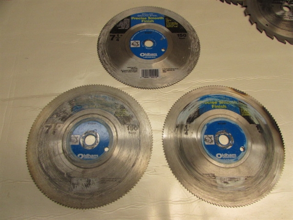 7-1/4 CIRCULAR SAW BLADES- DIAMOND, METAL, MASONRY, ROUGH & FINISH, SOME NEW!