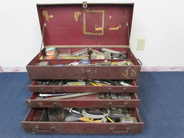 HEAVY DUTY KENNEDY TOOL BOX WITH TOOLS!