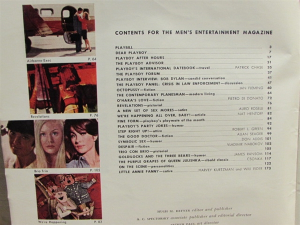 1966 PLAYBOY MAGAZINE FEATURING BOB DYLAN & JAMES BOND OCTOPUSSY, GREAT ADS & MORE