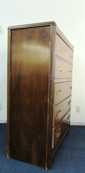 ANTIQUE ART DECO WATER FALL FIVE DRAWER HIGHBOY DRESSER