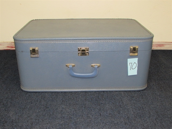 VINTAGE BABY BLUE SUITCASE