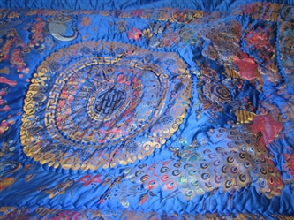 FABULOUS ROYAL BLUE COMFORTER WITH INTRICATE ASIAN DESIGN - NEW
