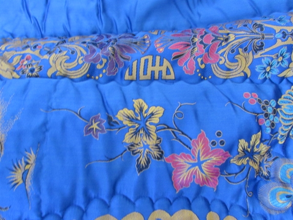 FABULOUS ROYAL BLUE COMFORTER WITH INTRICATE ASIAN DESIGN - NEW