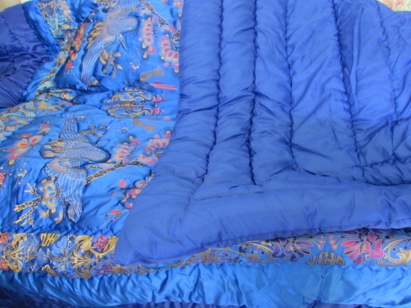 FABULOUS ROYAL BLUE COMFORTER WITH INTRICATE ASIAN DESIGN - NEW