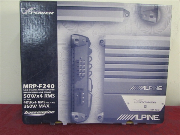 ALPINE CAR AM/FM RADIO WITH 6 DISC CHANGER & A NEW AMPLIFIER