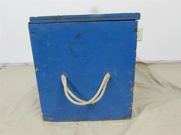 STURDY BLUE CHEST FOR CAMPING, TOOL STORAGE OR ???