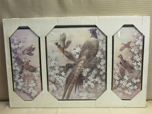 PRETTY 3 PIECE PHEASANT WALL ART- NEW!