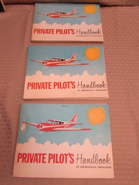 TAKE TO THE SKIES-VINTAGE PRIVATE PILOT'S HANDBOOKS, STUDENTS FLIGHT MANUAL, RADIO HAND BOOK, MAPS  & MORE