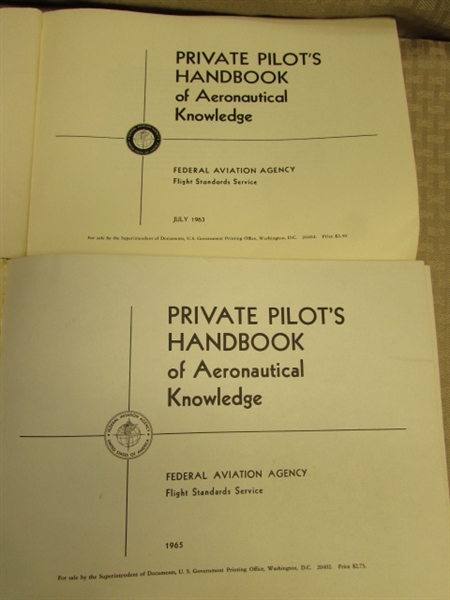 TAKE TO THE SKIES-VINTAGE PRIVATE PILOT'S HANDBOOKS, STUDENTS FLIGHT MANUAL, RADIO HAND BOOK, MAPS  & MORE