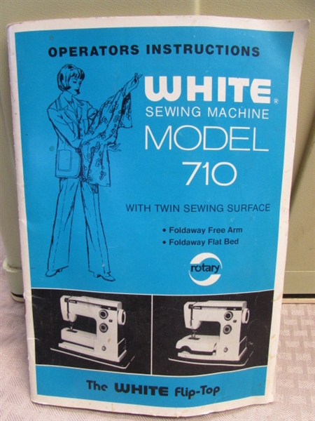 VINTAGE WHITE PORTABLE SEWING MACHINE MODEL 710