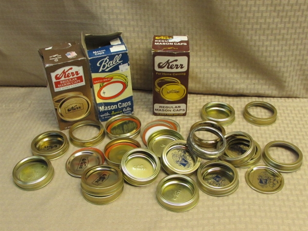 LOTS OF CANNING SUPPLIES!  PRESTO PRESSURE COOKER, BALL & KERR MASON JARS, LIDS, CAPS, RECIPE BOOKS, & MORE